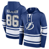 NHL Nikita Kucherov Tampa Bay Lightning Fanatics Name & Number Lace-Up Pullover Hoodie - Blue