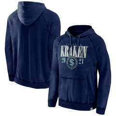 NHL Seattle Kraken Fanatics Shoulder-To-Shoulder Raglan Pullover Hoodie - Heather Deep Sea Blue