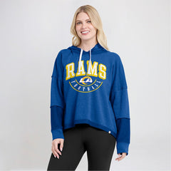 Los Angeles Rams Women's Lightewight Modest Crop Lounge Helmet Arch Pullover Hoodie Royal