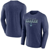 NHL Seattle Kraken Fanatics Long Sleeve T-Shirt - Heather Deep Sea Blue