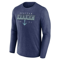 NHL Seattle Kraken Fanatics Long Sleeve T-Shirt - Heather Deep Sea Blue