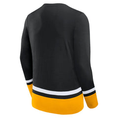 NHL Boston Bruins Fanatics Back Pass Lace-Up Long Sleeve T-Shirt - Black