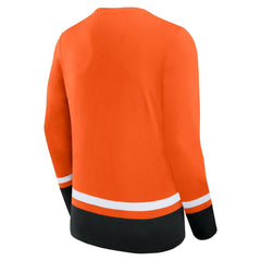 NHL Philadelphia Flyers Fanatics Back Pass Lace-Up Long Sleeve T-Shirt - Orange