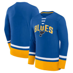 NHL St. Louis Blues Fanatics Back Pass Lace-Up Long Sleeve T-Shirt - Blue
