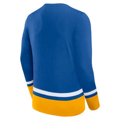 NHL St. Louis Blues Fanatics Back Pass Lace-Up Long Sleeve T-Shirt - Blue