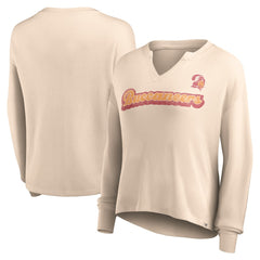 Tampa Bay Buccaneers Women's Go For It Notch Neck Waffle Knit Lightweight Long Sleeve T-Shirt Tan