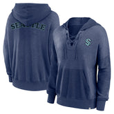 NHL Seattle Kraken Fanatics Women's Breakout Lace-Up Pullover Hoodie - Navy