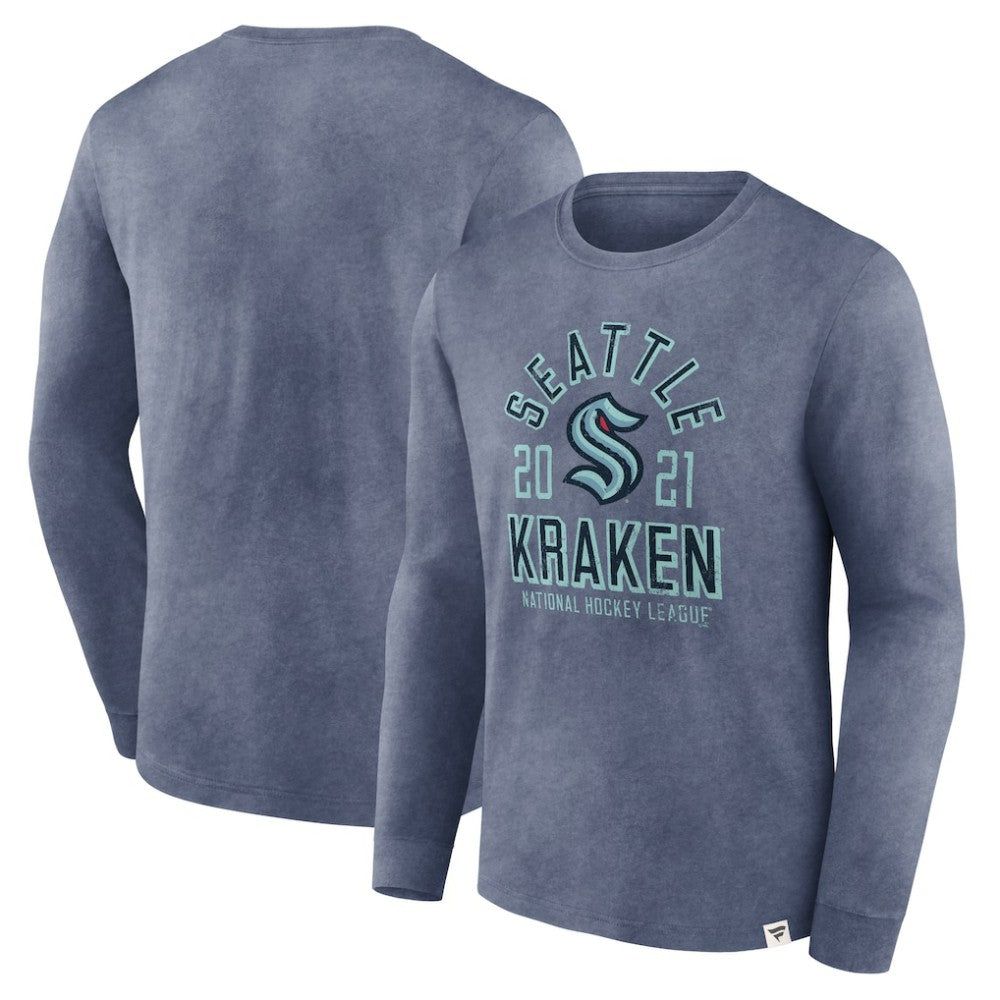 NHL Seattle Kraken Fanatics Keep The Zone Long Sleeve T-Shirt - Heather Deep Sea Blue