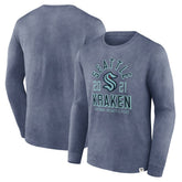 NHL Seattle Kraken Fanatics Keep The Zone Long Sleeve T-Shirt - Heather Deep Sea Blue