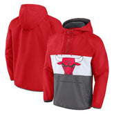 Chicago Bulls Anorak Flagrant Foul Color-Block Raglan Hoodie Half-Zip Jacket Red/Gray