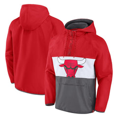 Chicago Bulls Anorak Flagrant Foul Color-Block Raglan Hoodie Half-Zip Jacket Red/Gray