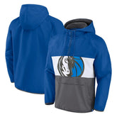 Dallas Mavericks Anorak Flagrant Foul Color-Block Raglan Hoodie Half-Zip Jacket Blue/Gray