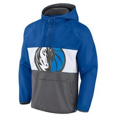 Dallas Mavericks Anorak Flagrant Foul Color-Block Raglan Hoodie Half-Zip Jacket Blue/Gray