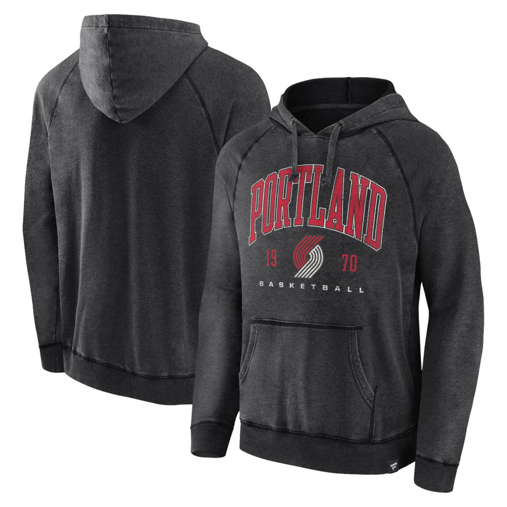 Portland Trail Blazers Foul Trouble Snow Wash Raglan Pullover Hoodie Heather Charcoal