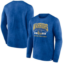 Golden State Warriors Front Court Press Snow Wash Long Sleeve T-Shirt Heather Royal
