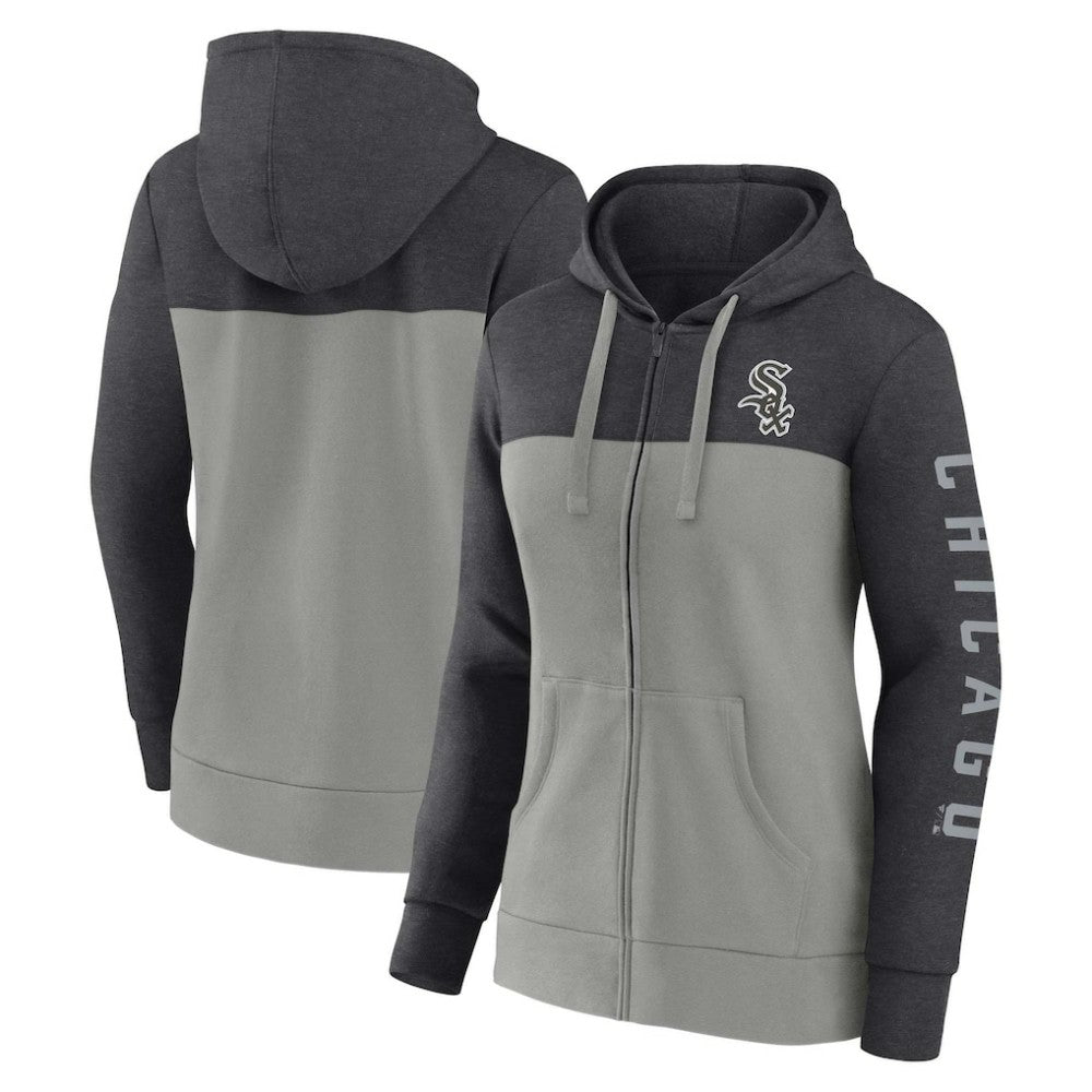 Chicago White Sox Fanatics Women's City Ties Hoodie Full-Zip Sweatshirt - Heather Charcoal/Gray Hoodies