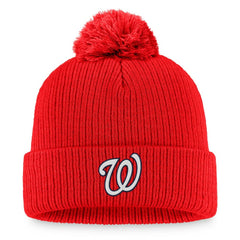 Washington Nationals Fanatics Women's Run The Bases Long Sleeve T-Shirt & Cuffed Knit Hat with Pom Combo Set - Red Hats