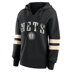 Brooklyn Nets Women's Bold Move Dolman V-Neck High Hip Hoodie Black