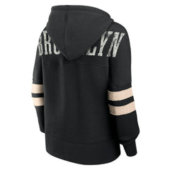 Brooklyn Nets Women's Bold Move Dolman V-Neck High Hip Hoodie Black
