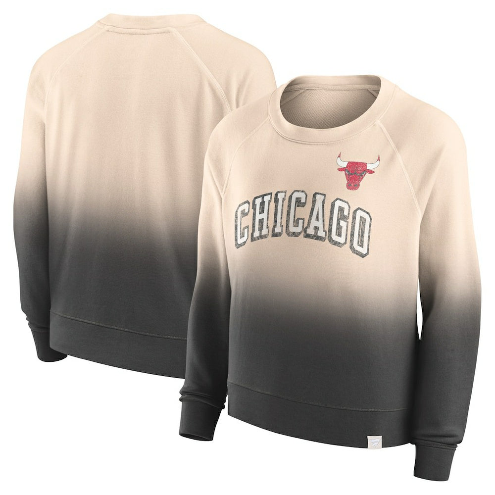 Chicago Bulls Women's Lounge Arch Raglan Pullover Sweatshirt Tan/Black