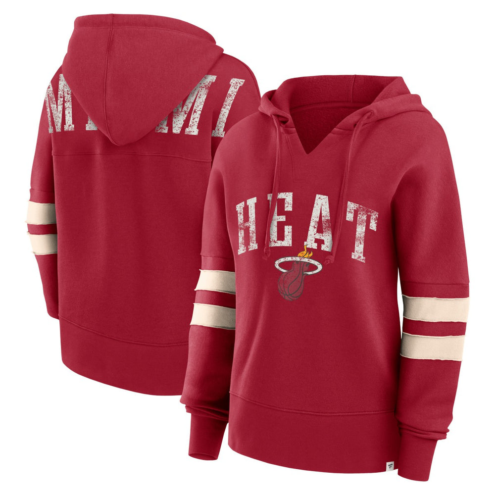 Miami Heat Women's Bold Move Dolman V-Neck High Hip Hoodie Red