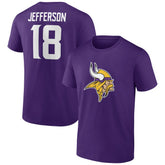 Justin Jefferson Minnesota Vikings Icon Player Name & Number T-Shirt Purple