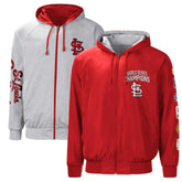 St. Louis Cardinals G-III Sports by Carl Banks Southpaw Reversible Raglan Hoodie Full-Zip Jacket - Red/Heather Gray Jackets