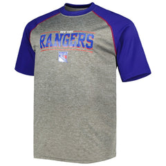 NHL Mika Zibanejad New York Rangers Fanatics Big & Tall Contrast Raglan Name & Number T-Shirt - Heather Gray/Blue