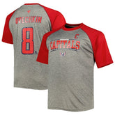 NHL Alexander Ovechkin Washington Capitals Fanatics Big & Tall Captain Patch Contrast Raglan Name & Number T-Shirt - Heather Gray/Red