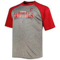 NHL Alexander Ovechkin Washington Capitals Fanatics Big & Tall Captain Patch Contrast Raglan Name & Number T-Shirt - Heather Gray/Red