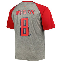 NHL Alexander Ovechkin Washington Capitals Fanatics Big & Tall Captain Patch Contrast Raglan Name & Number T-Shirt - Heather Gray/Red