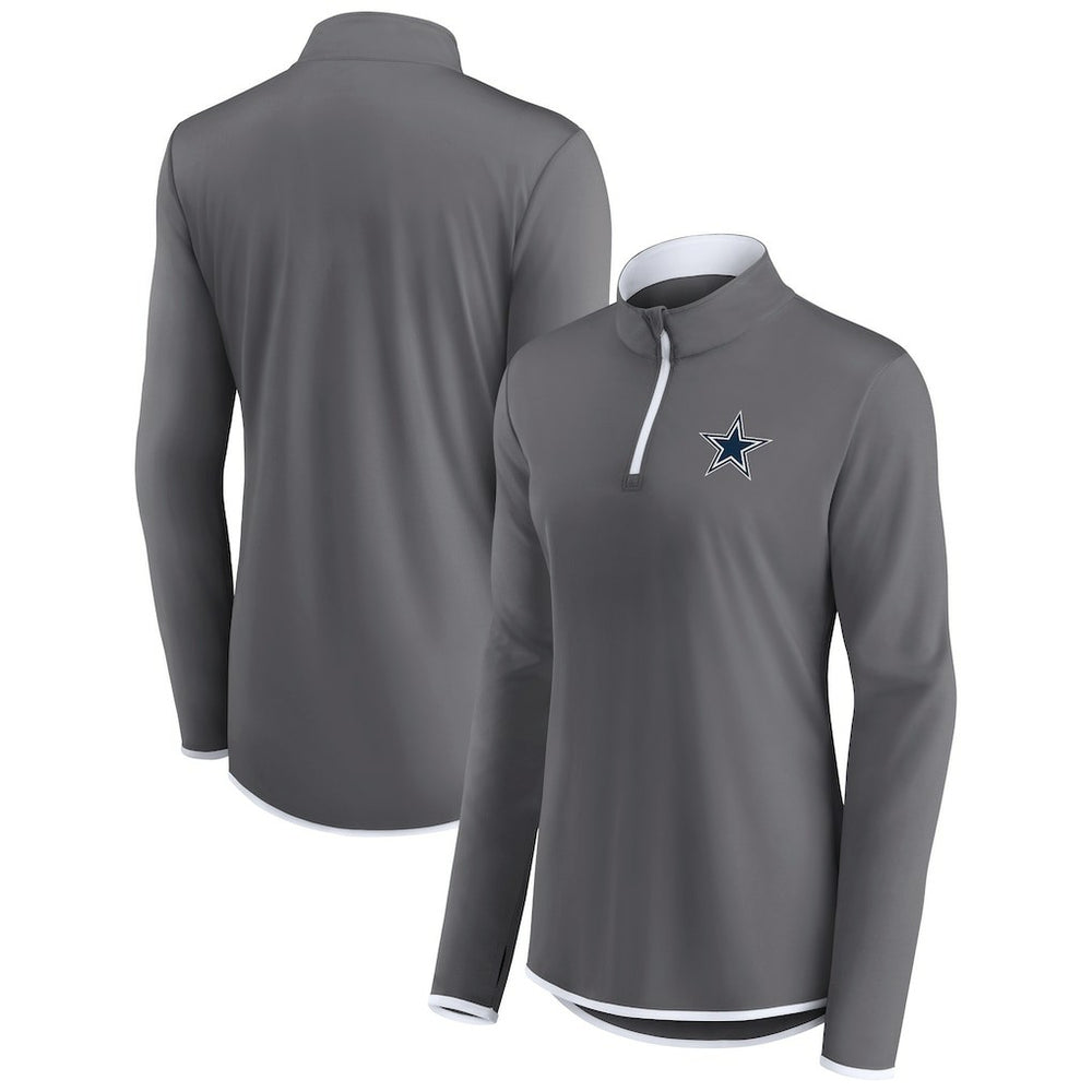 Dallas Cowboys Women's Corner Long Sleeve 1/4 Zip Top Gray