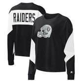 Las Vegas Raiders Starter Women's Insight Crop Tri-Blend Long Sleeve T-Shirt Black
