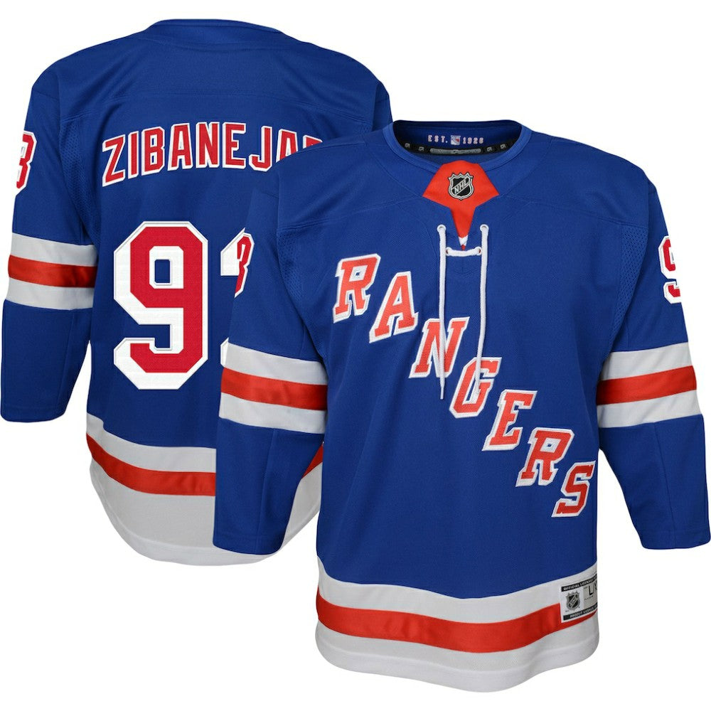 NHL Mika Zibanejad New York Rangers Youth Home Premier Player Jersey - Blue