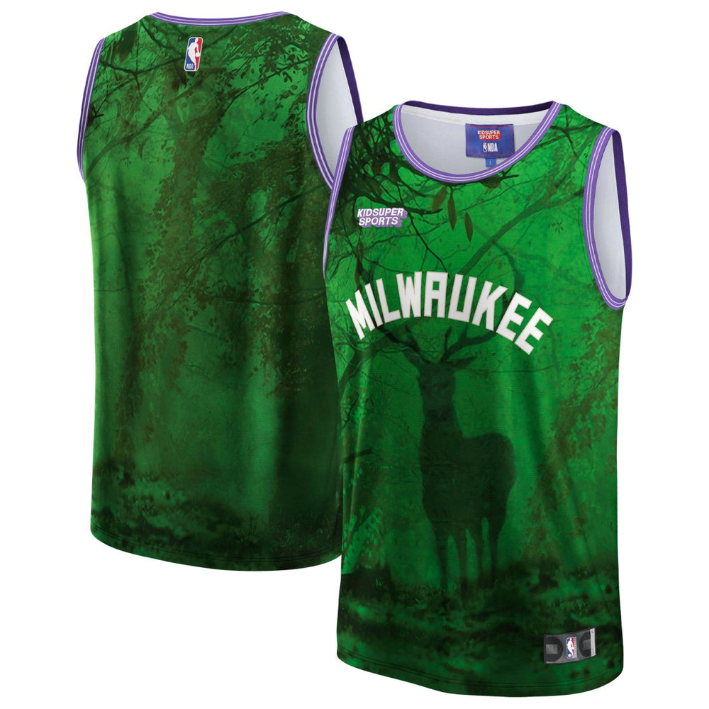 NBA Milwaukee Bucks NBA & KidSuper Studios Unisex Hometown Jersey - Green