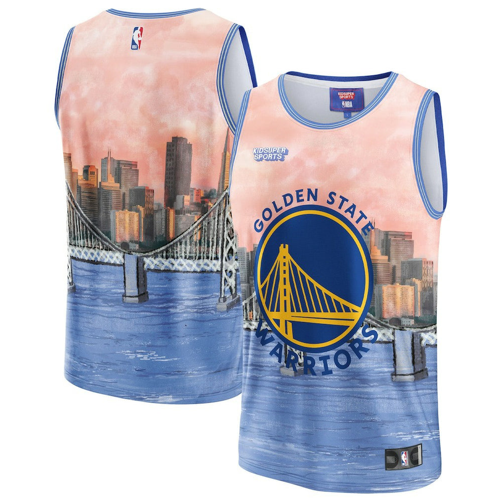 NBA Golden State Warriors NBA & KidSuper Studios Unisex Hometown Jersey sale - Blue