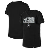 Las Vegas Raiders New Era Girls Youth Reverse Sequin V-Neck T-Shirt Black