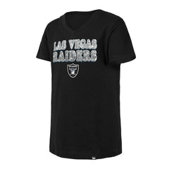 Las Vegas Raiders New Era Girls Youth Reverse Sequin V-Neck T-Shirt Black