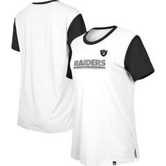 Las Vegas Raiders New Era Women's Third Down Colorblock T-Shirt White/Black
