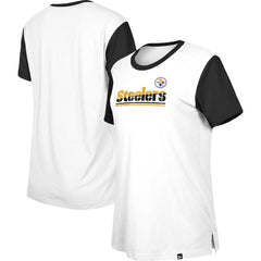 Pittsburgh Steelers New Era Women's Third Down Colorblock T-Shirt White/Black