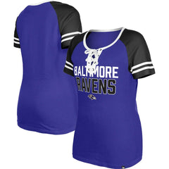 Baltimore Ravens New Era Women's Raglan Lace-Up T-Shirt Purple