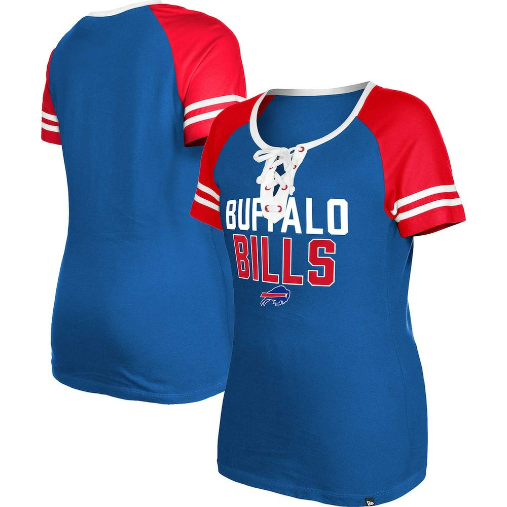 Buffalo Bills New Era Women's Raglan Lace-Up T-Shirt Royal