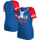 Buffalo Bills New Era Women's Raglan Lace-Up T-Shirt Royal