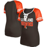 Cleveland Browns New Era Women's Raglan Lace-Up T-Shirt Brown