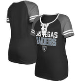 Las Vegas Raiders New Era Women's Raglan Lace-Up T-Shirt Black