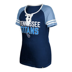 Tennessee Titans New Era Women's Raglan Lace-Up T-Shirt Navy