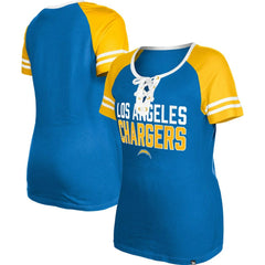 Los Angeles Chargers New Era Women's Raglan Lace-Up T-Shirt Powder Blue