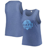 Tampa Bay Rays Soft as a Grape Women's Plus Size High Neck Tri-Blend Tank Top - Navy Tanks