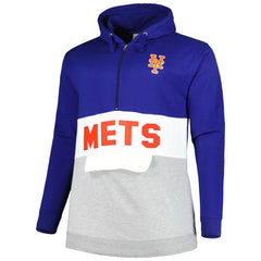 New York Mets Big & Tall Fleece Half-Zip Hoodie - Royal/White Hoodies