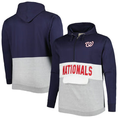 Washington Nationals Big & Tall Fleece Half-Zip Hoodie - Navy/White Hoodies